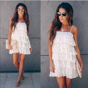 Vici White Ruffle Polka Dot Dress - Size Small